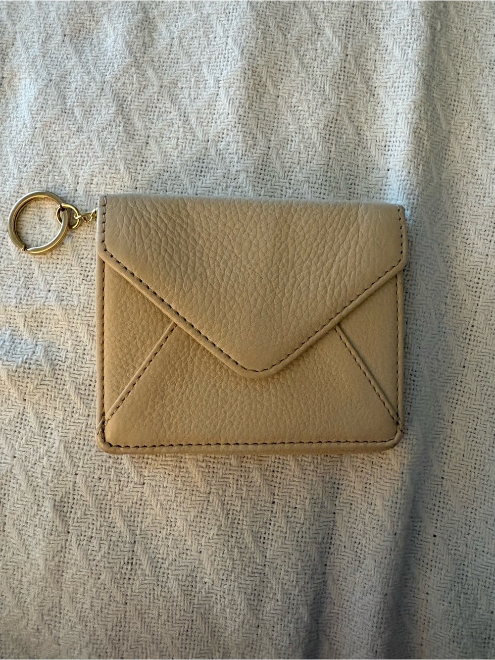 Aimee Kestenberg Creamy Beige Envelope Card Wallet with Gold Key Ring